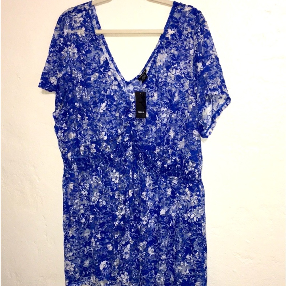 NWT blue floral swim cover dress, the tags have been tore off but I kept them!